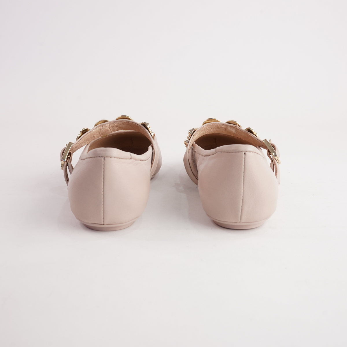 Blairre Nude Leather Ballet Flats - TOP END | Shouz