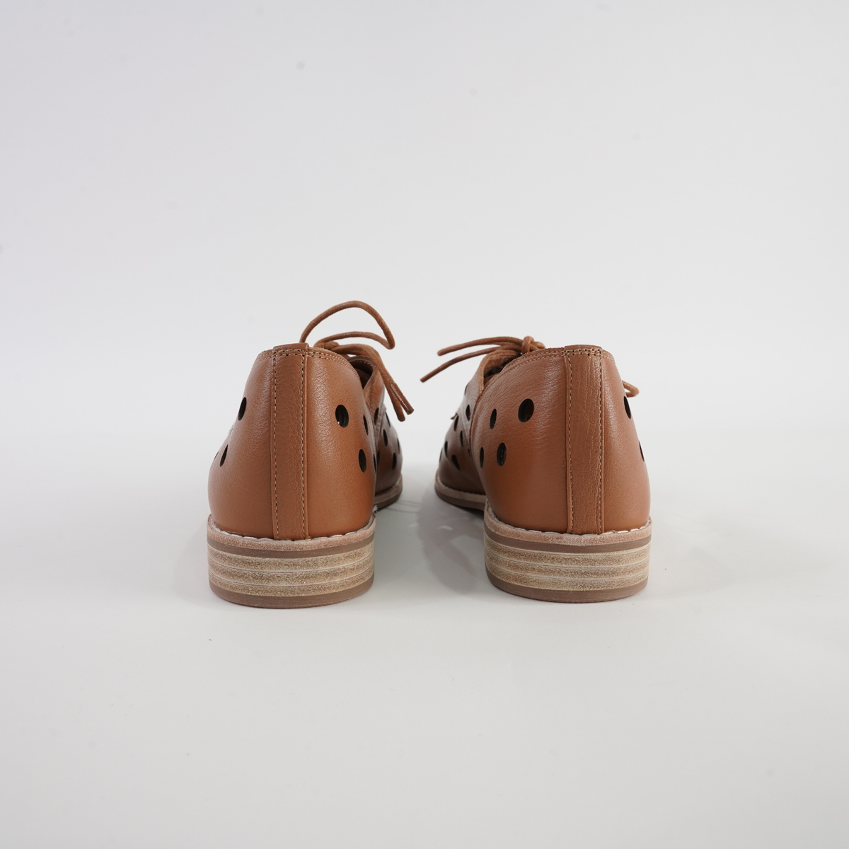 Aksel Dark Tan Leather Lace Up Flats - DJANGO AND JULIETTE | Shouz