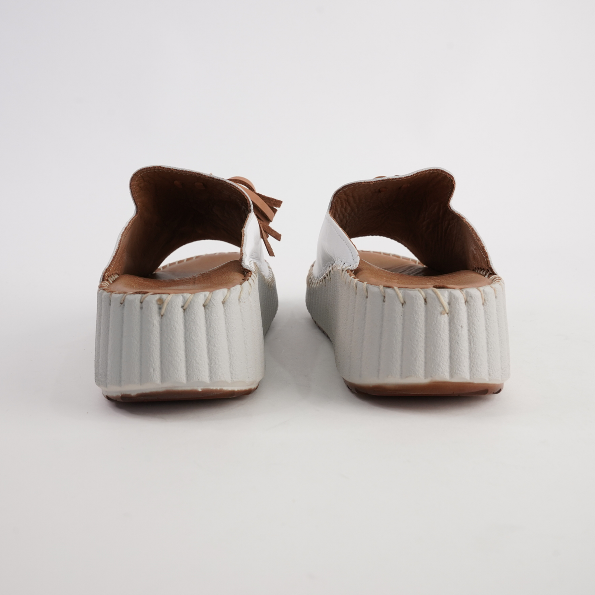 Sonny White/ Coconut Leather Slides - SALA | Shouz