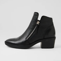 Lettice Black Leather/ Black Heel Ankle Boots