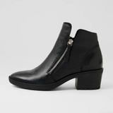 Lettice Black Leather/ Black Heel Ankle Boots - DJANGO AND JULIETTE | Shouz