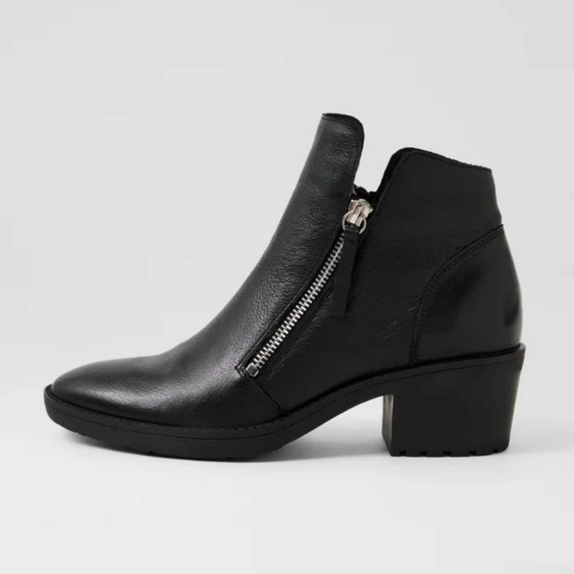 Lettice Black Leather/ Black Heel Ankle Boots - DJANGO AND JULIETTE | Shouz