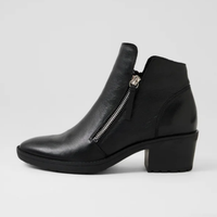 Lettice Black Leather/ Black Heel Ankle Boots - DJANGO AND JULIETTE | Shouz