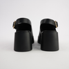 Ariani Black Leather Wedges