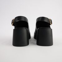 Ariani Black Leather Wedges