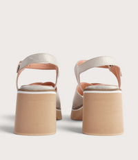 Jemi Beige And Gold Wash Leather Heels