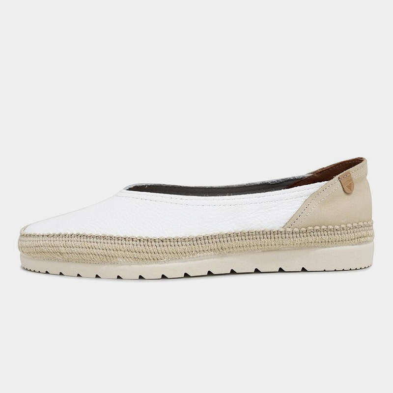 Noelia White Leather Espadrilles