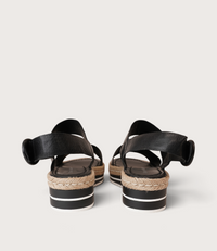 Atha Black Leather Sandals