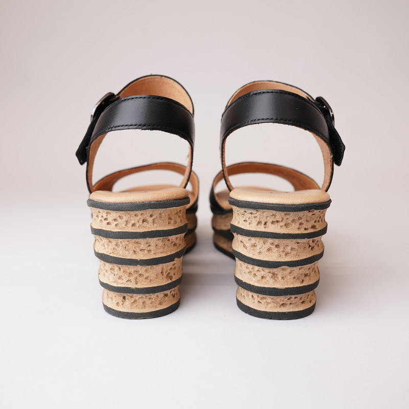 Pina Black Leather Sandals