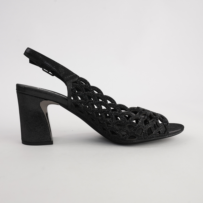 Kruby Black Shimmer Leather Heels