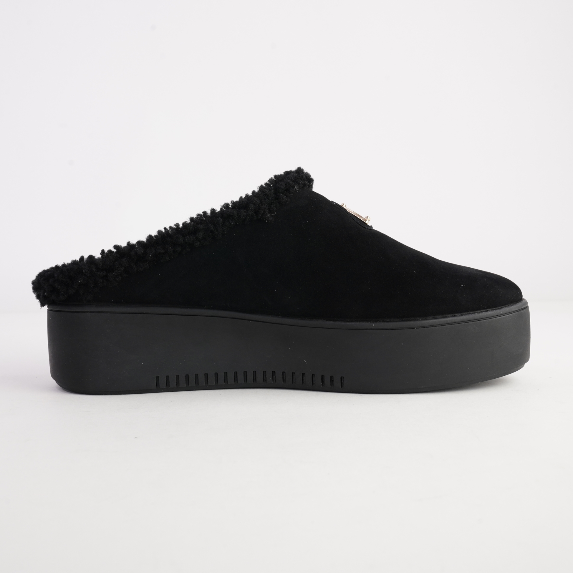 Willkie Black/ Black Suede Fur Flats - DJANGO AND JULIETTE | Shouz