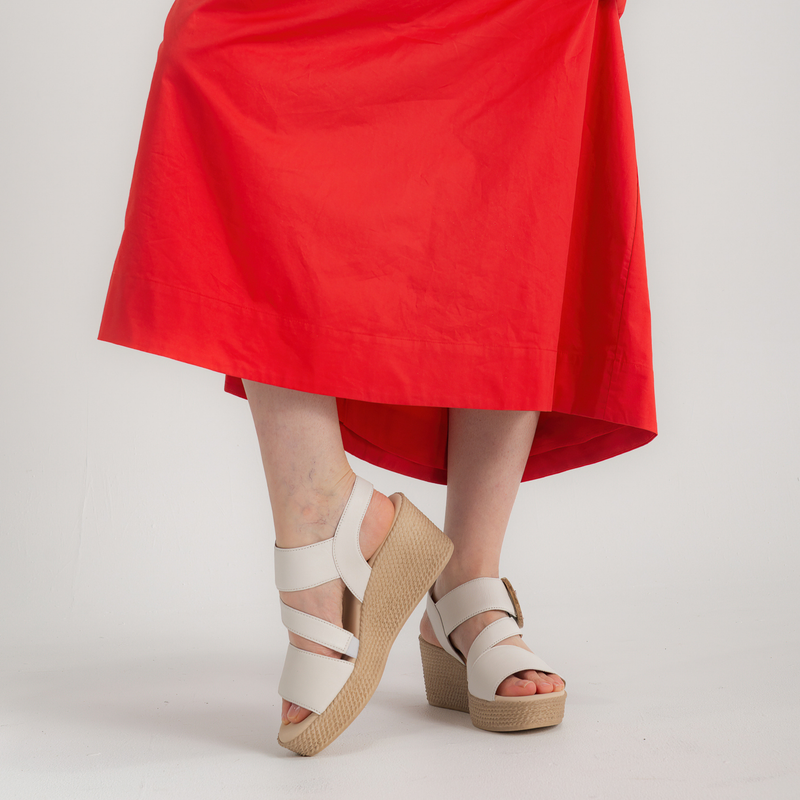 Thelma Latte Leather Wedges