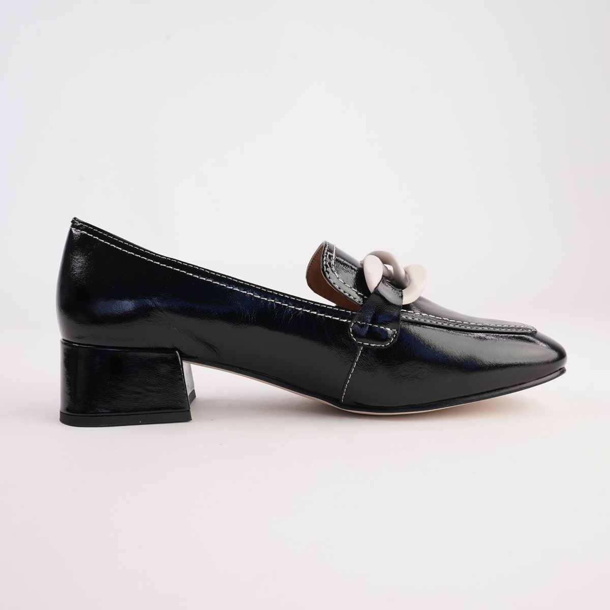 Daphne Black/ Bone Trim Leather Heels - BRESLEY | Shouz