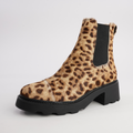 486001 Leopard Leather Ankle Boots