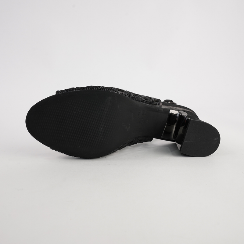 Kruby Black Shimmer Leather Heels