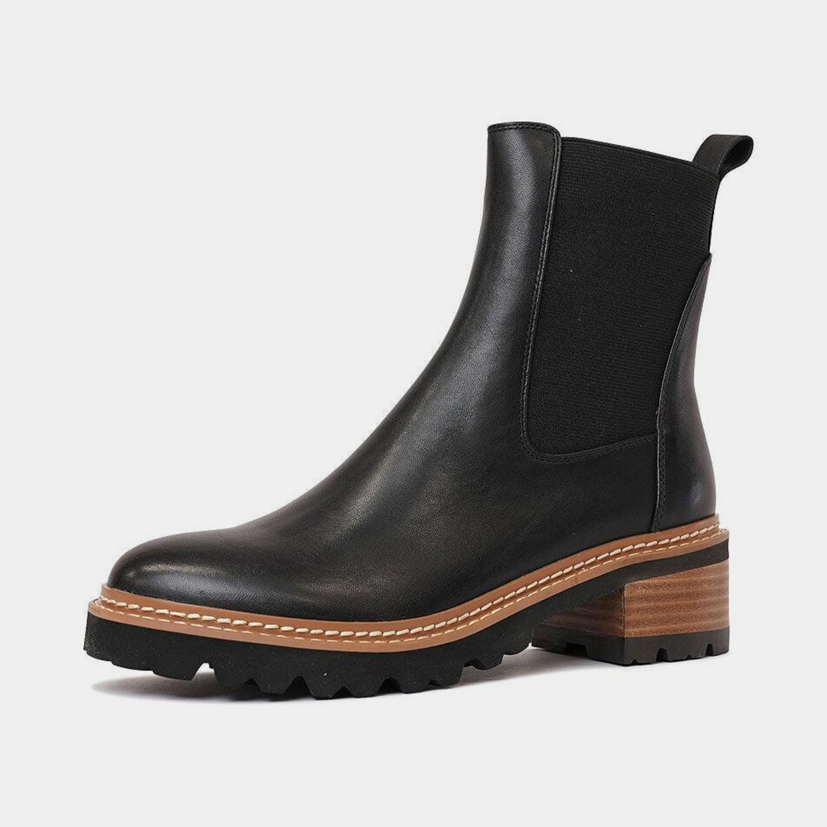 Linear Black Leather Chelsea Boots - EOS FOOTWEAR | Shouz