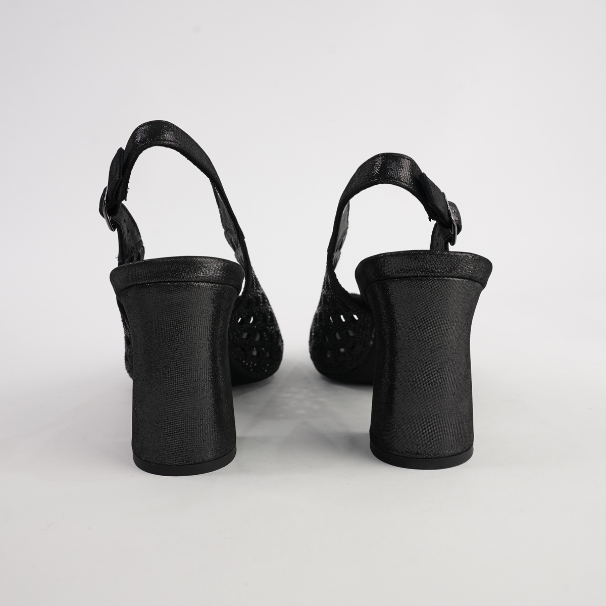 Kruby Black Shimmer Leather Heels - DJANGO AND JULIETTE | Shouz