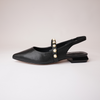 Reema Black Leather Flats