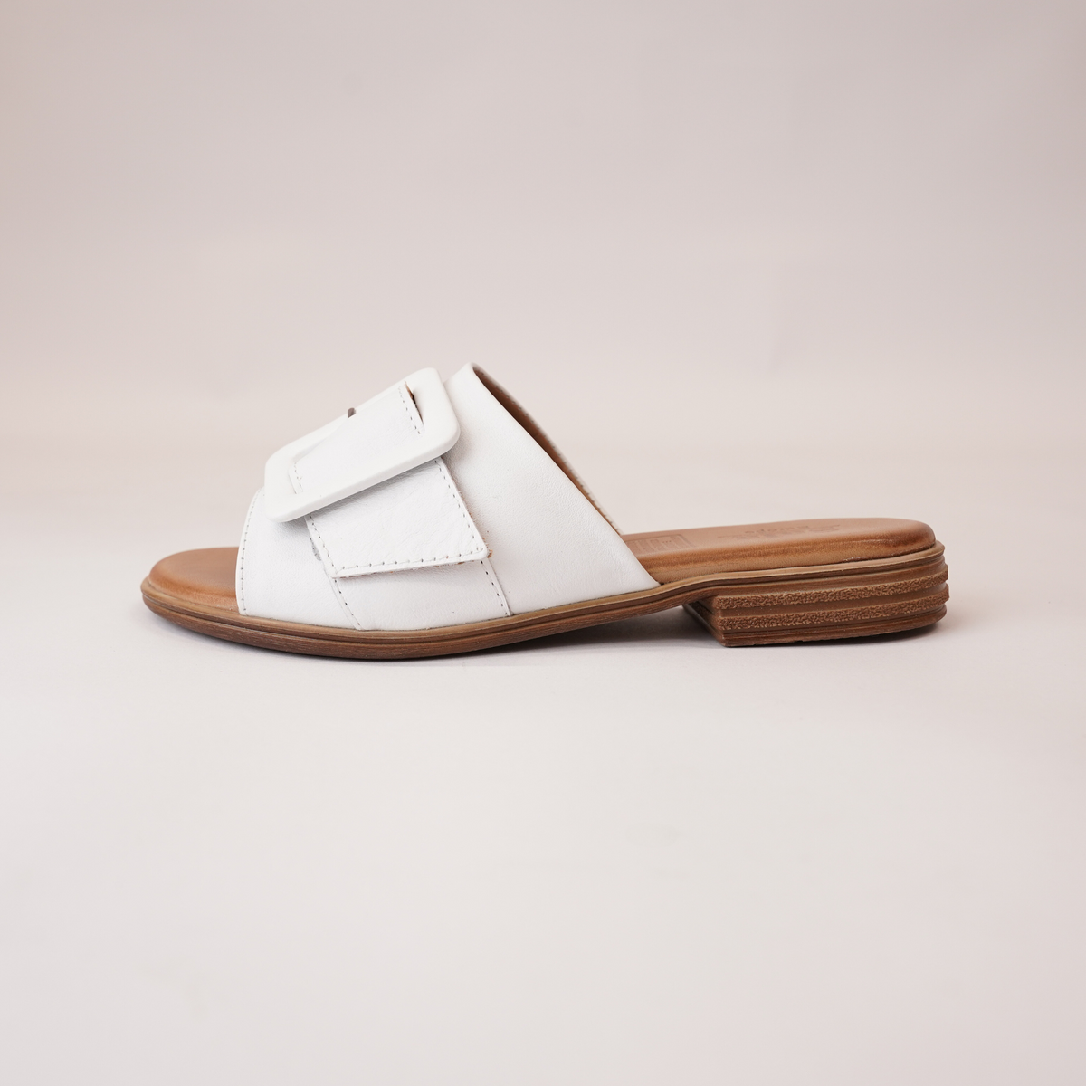 Miley White Leather Slides - SALA | Shouz
