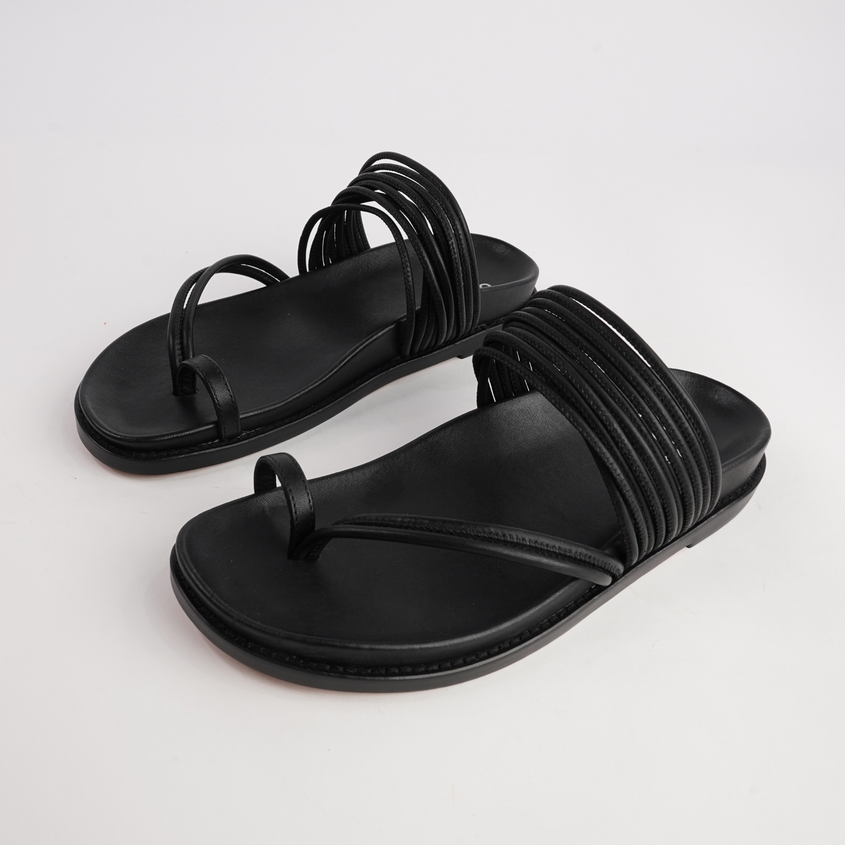 Carmelle Black Leather Sandals