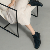 Gertie Dark Blue Suede Leather Ankle Boots