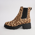486001 Leopard Leather Ankle Boots
