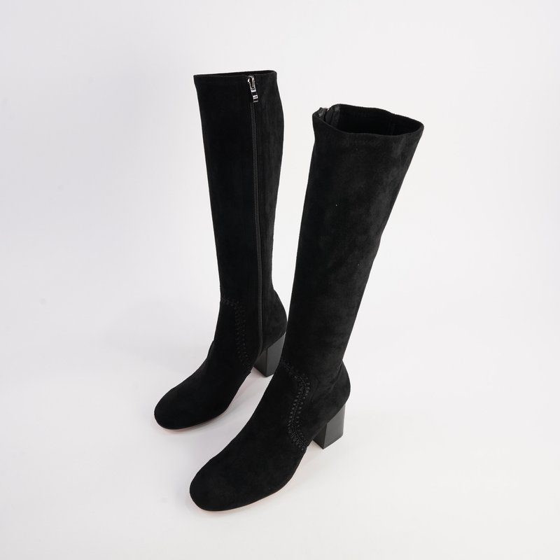 Sari Black Stretch Knee High Boots