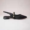 Reema Black Leather Flats