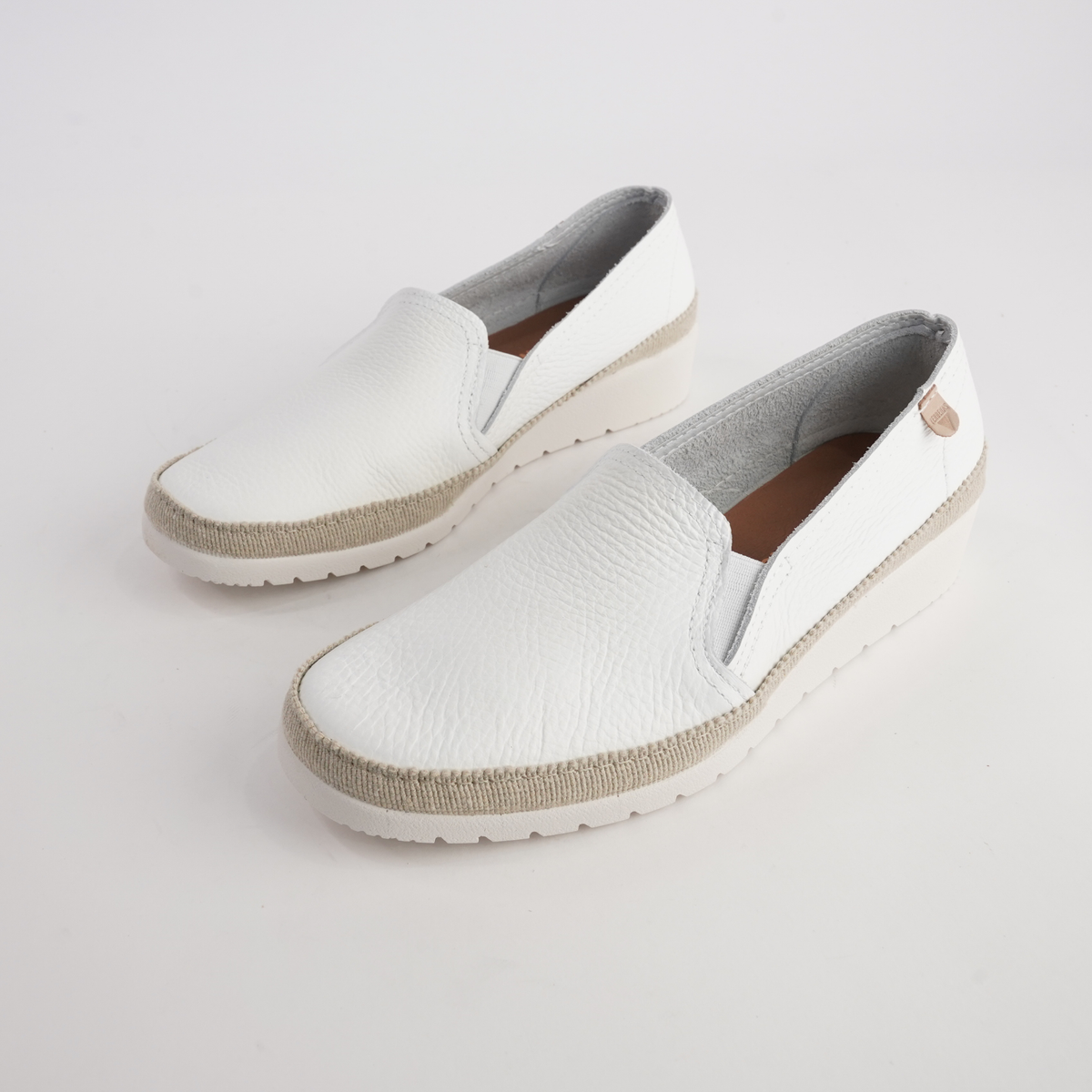 Telma White Leather Espadrilles