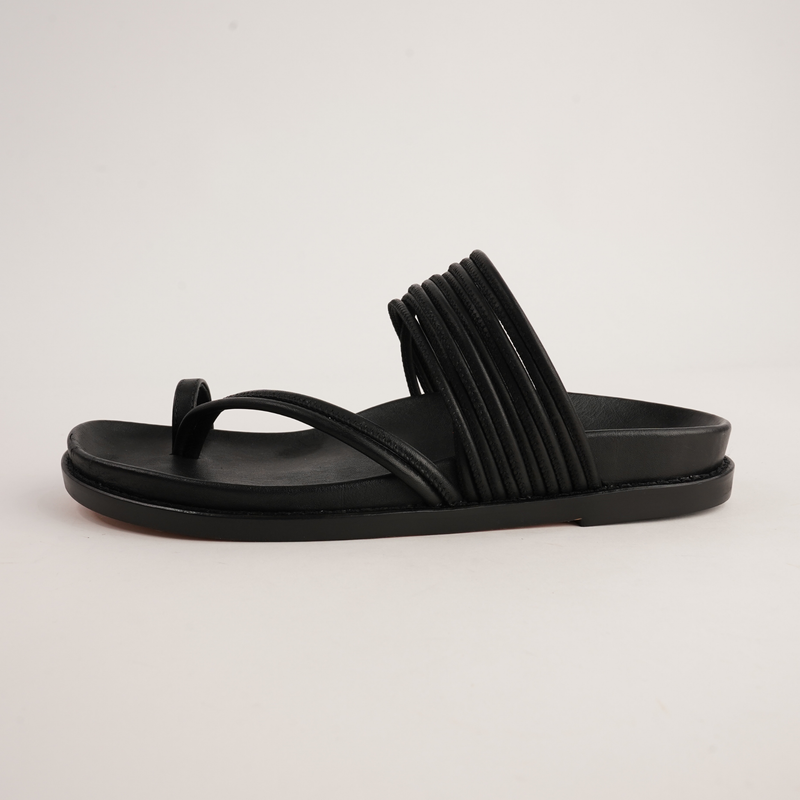 Carmelle Black Leather Sandals