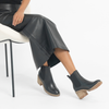 Biscoti Black Leather Ankle Boots