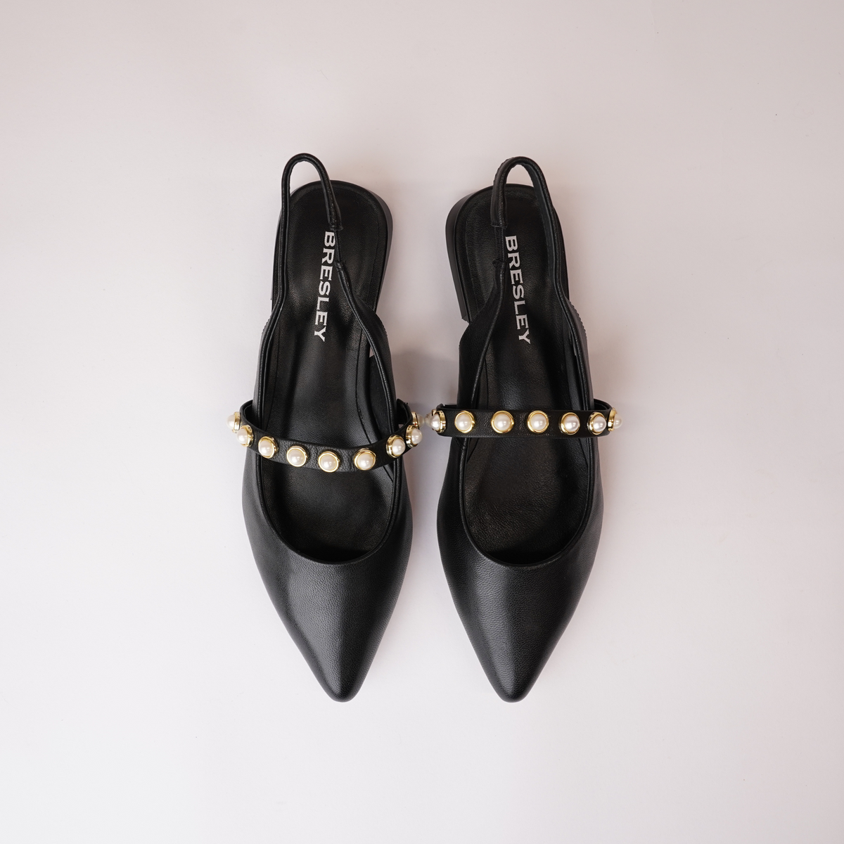 Reema Black Leather Flats - BRESLEY | Shouz
