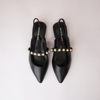 Reema Black Leather Flats