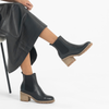 Biscoti Black Leather Ankle Boots