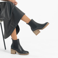 Biscoti Black Leather Ankle Boots