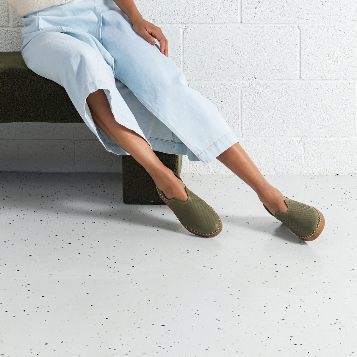 Lassy Dark Olive Leather Sneakers - SALA | Shouz