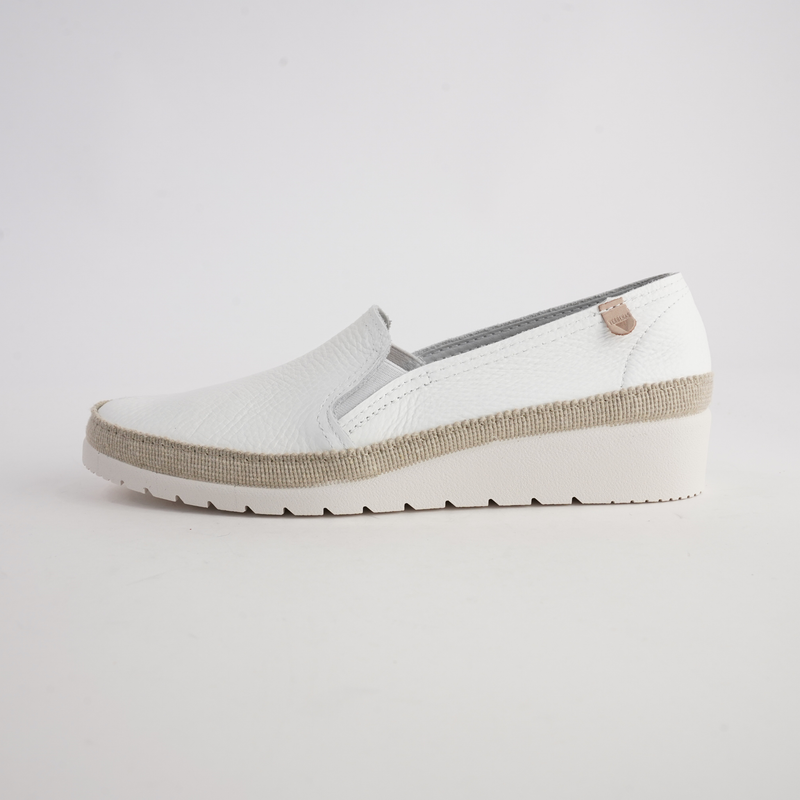Telma White Leather Espadrilles