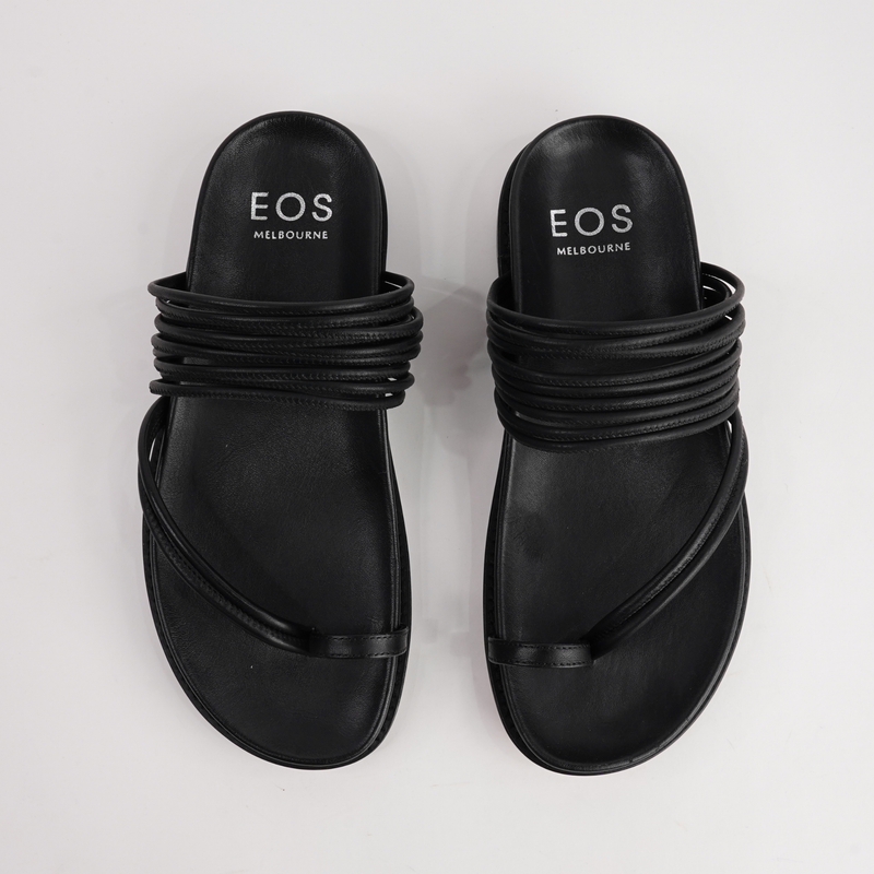 Carmelle Black Leather Sandals