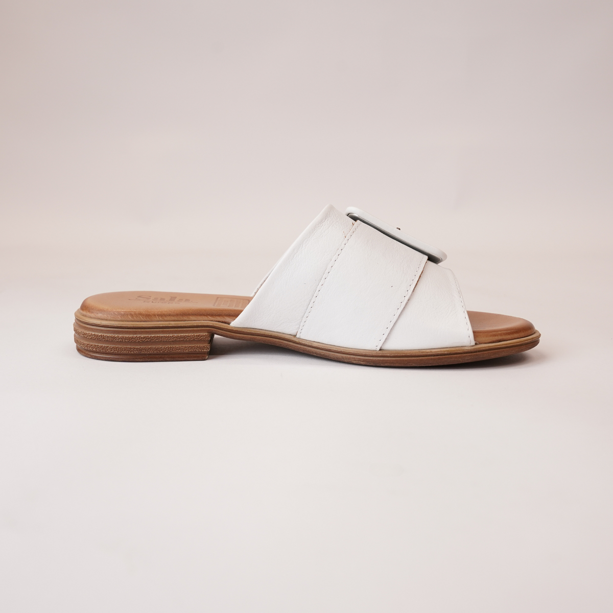 Miley White Leather Slides - SALA | Shouz
