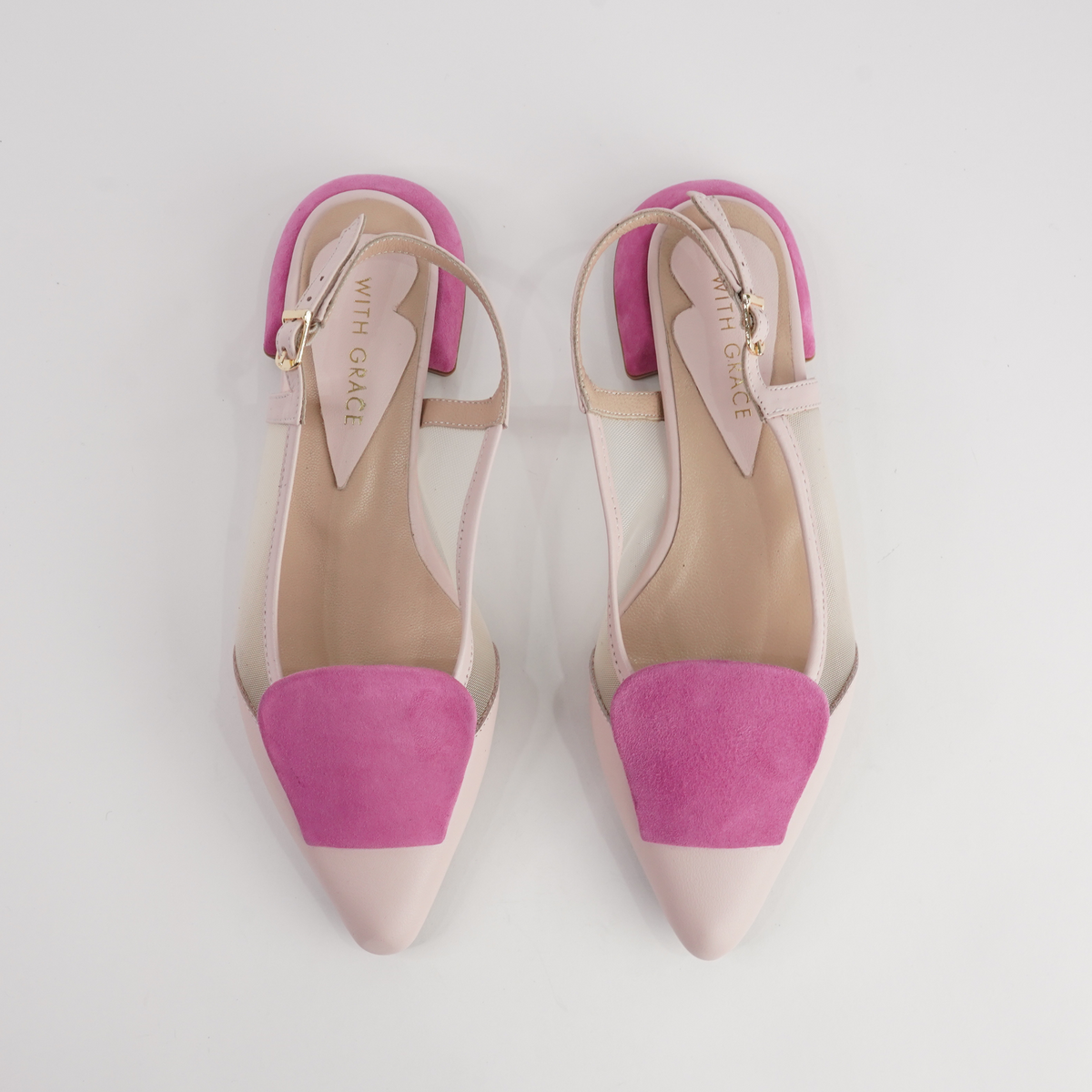 Vivienne Powder/ Fuchsia Mts Suede Flats - WITH GRACE | Shouz