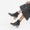 Biscoti Black Leather Ankle Boots