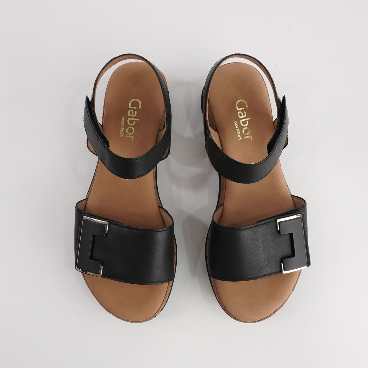 Inez Black Leather Sandals - GABOR | Shouz
