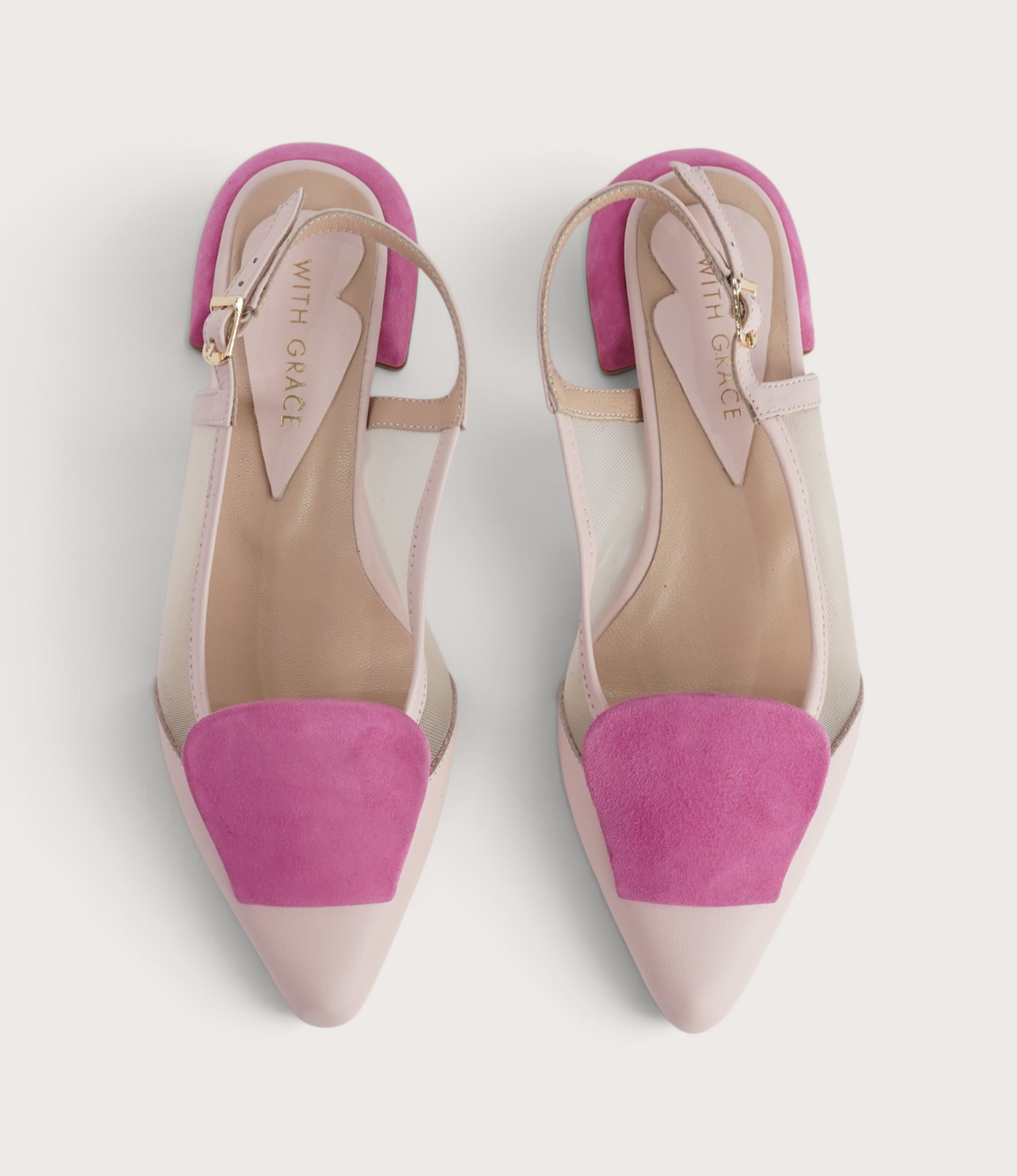 Vivienne Powder/ Fuchsia Mts Suede Flats