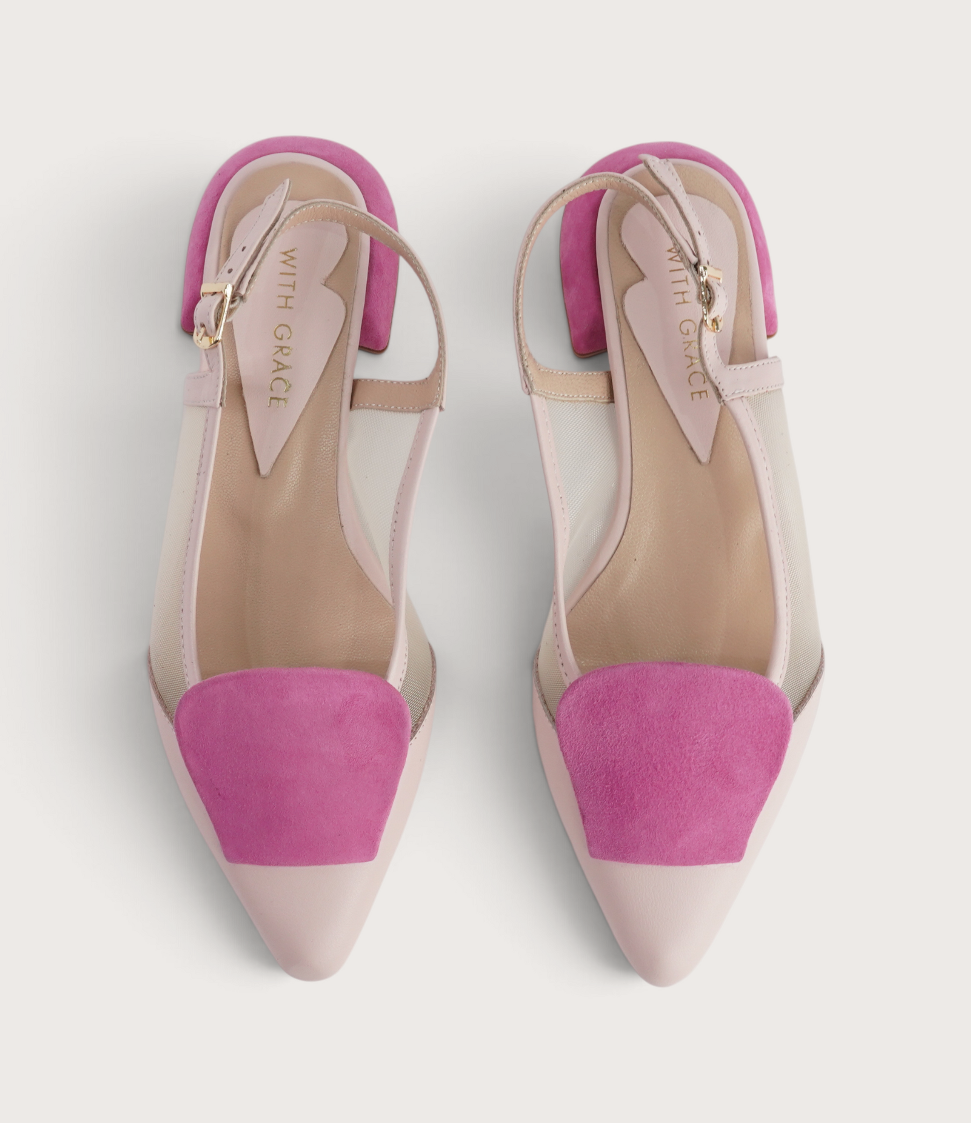 Vivienne Powder/ Fuchsia Mts Suede Flats