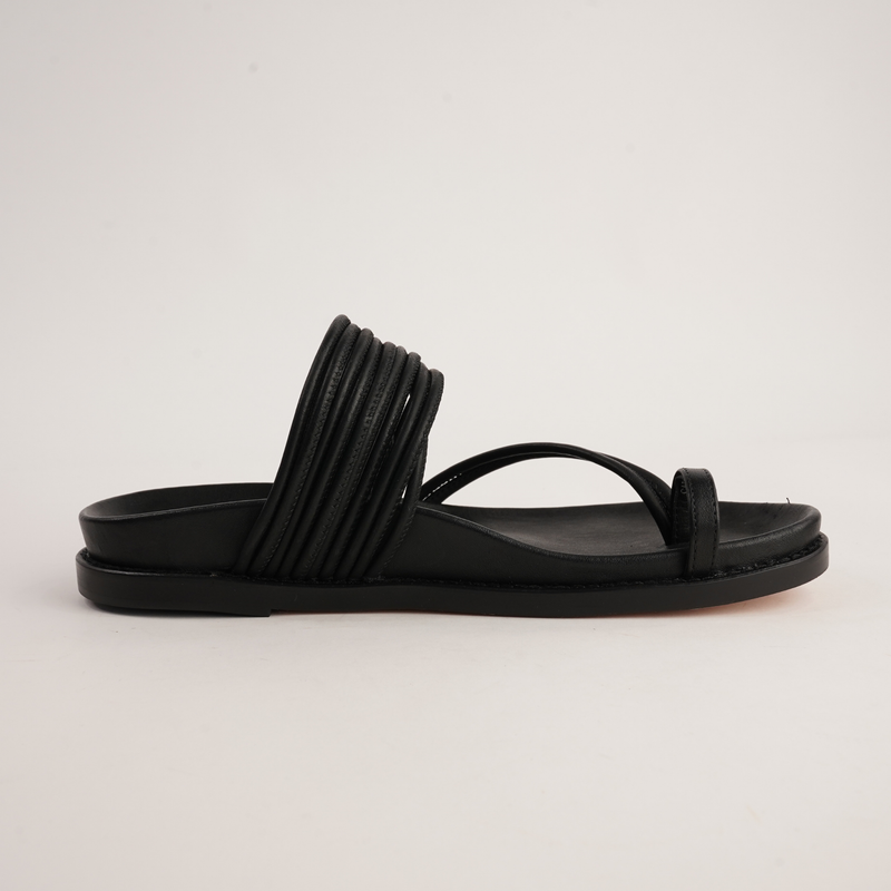 Carmelle Black Leather Sandals