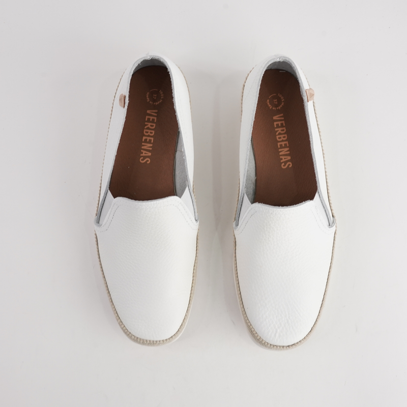 Telma White Leather Espadrilles