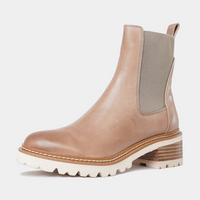 Linear Taupe Leather Chelsea Boots