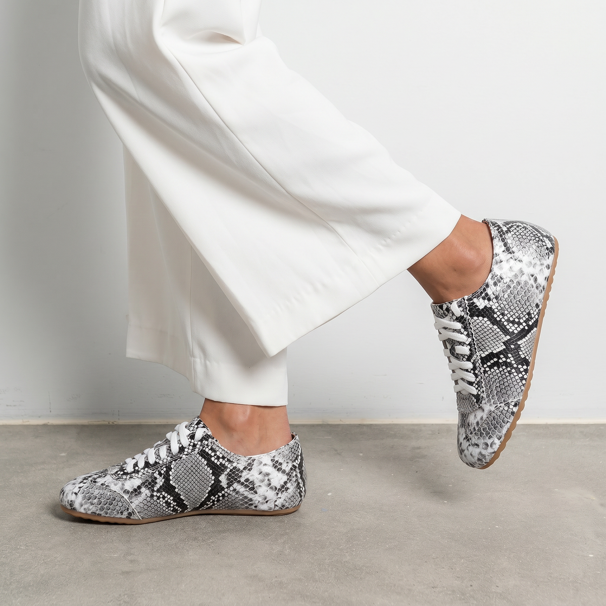 Quinn Black/ White Multi Snake Leather Sneakers