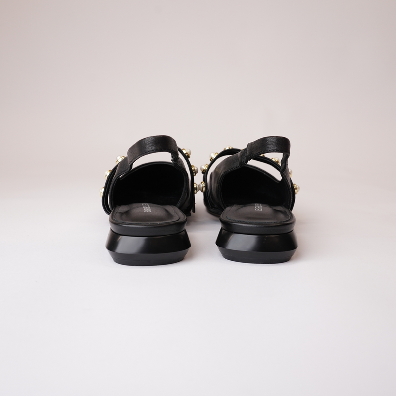 Reema Black Leather Flats