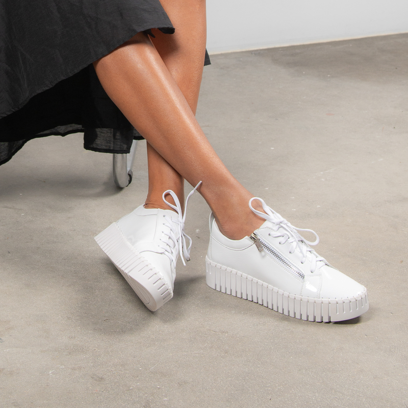 Bump White Patent Leather Sneakers